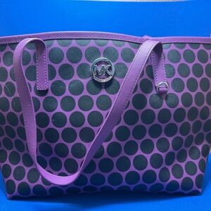 Michael Kors Purple and Black Polka Dot Tote